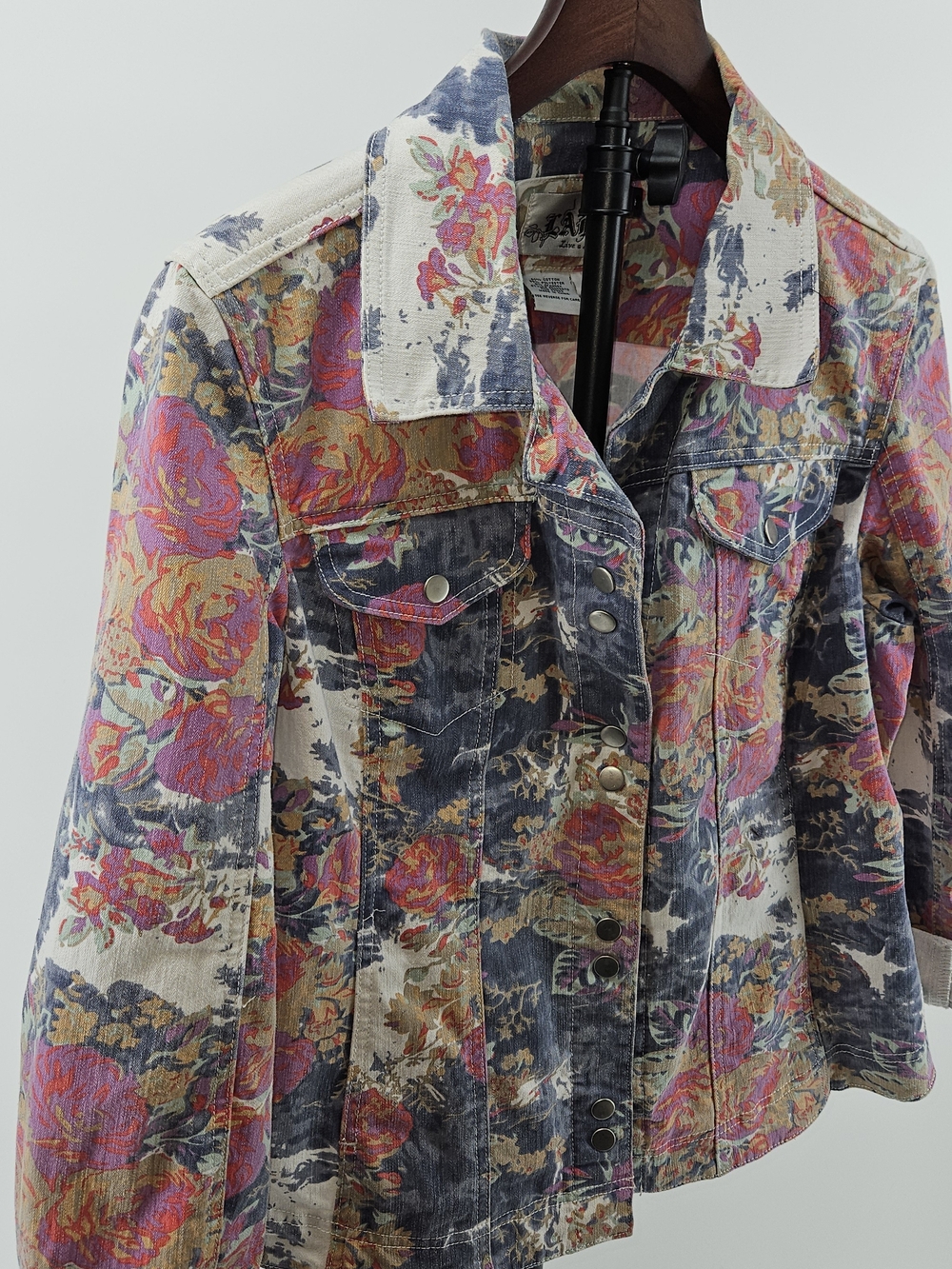 L.A. idol Floral Denim Jacket - Pink, Blue, Cream